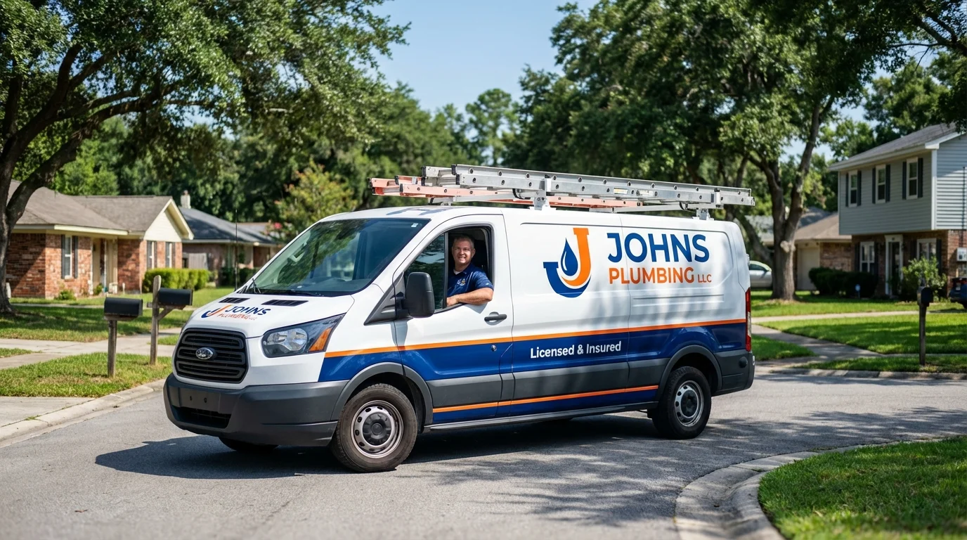 Johns Plumbing LLC service van in Ripley, MS