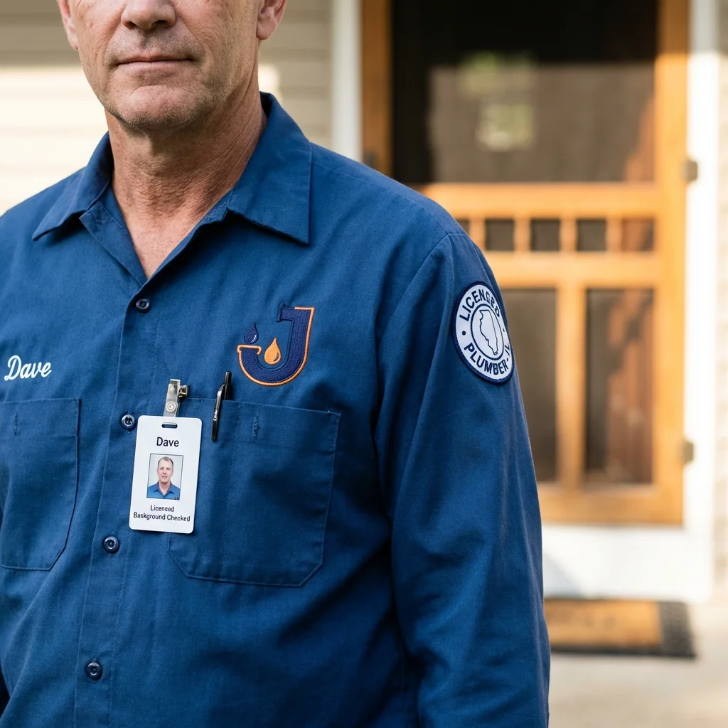 Licensed plumber showing ID badge in Ripley, MS