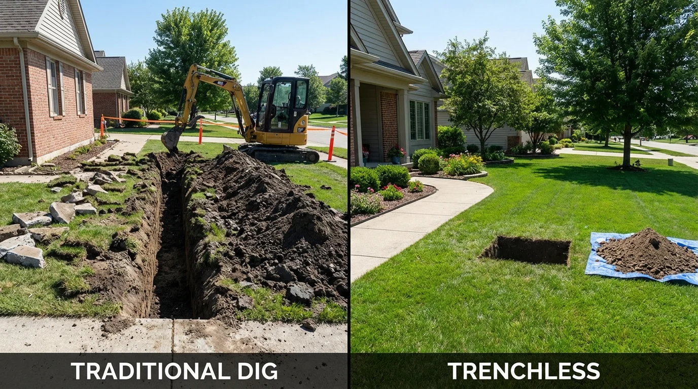 Trenchless sewer repair with minimal yard damage versus traditional excavation in Ripley, MS
